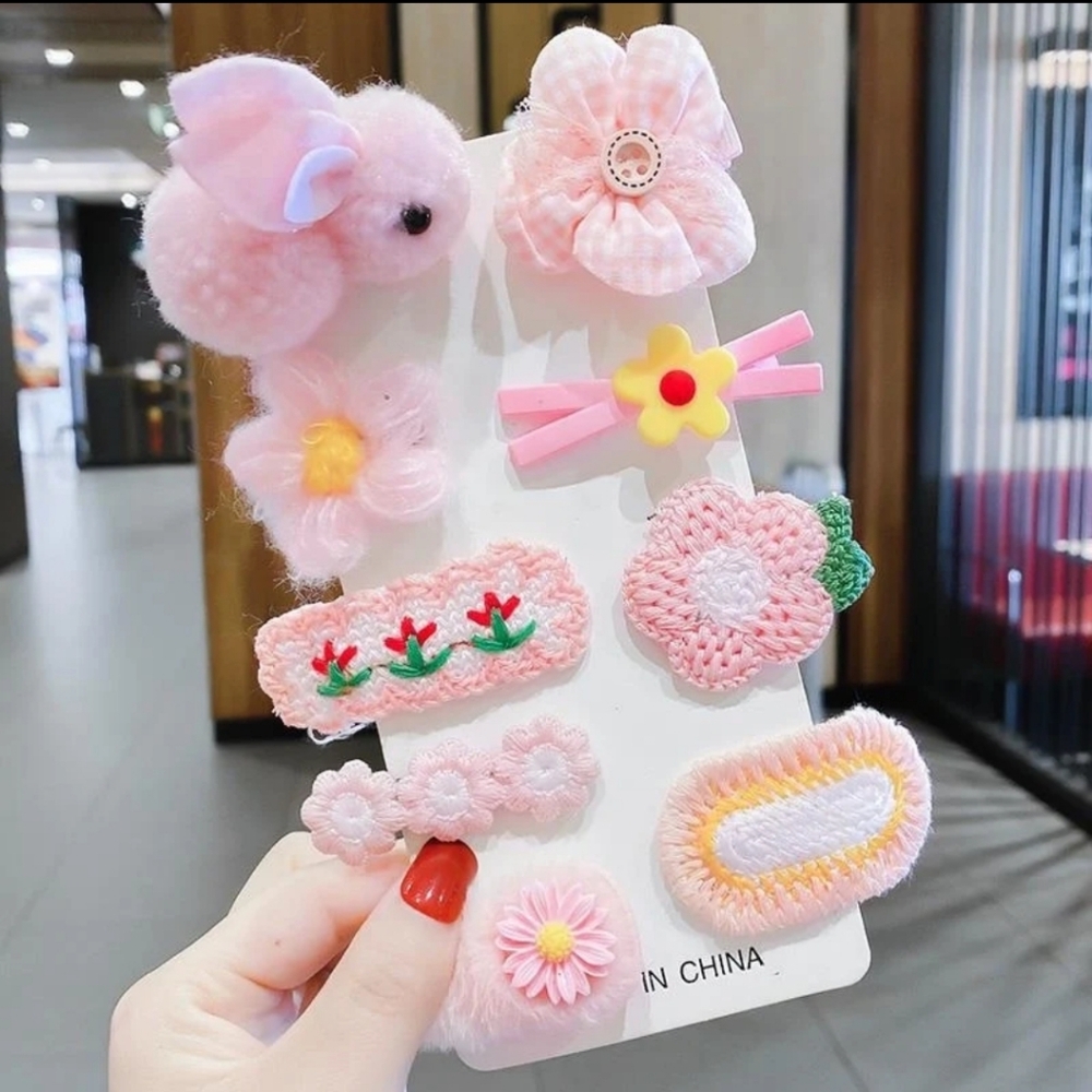 Girls Cute 9 Pack Bow‎ Knot Cloth Hair Clip NEW
